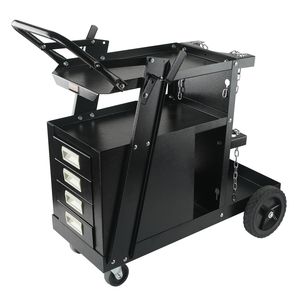 2 Tier 4 Drawer Heavy Duty MIG Welder Cart Tank Storage Safety Chains