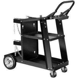 Black Iron 3 Tier Rolling Welding Cart Four Wheel Platform